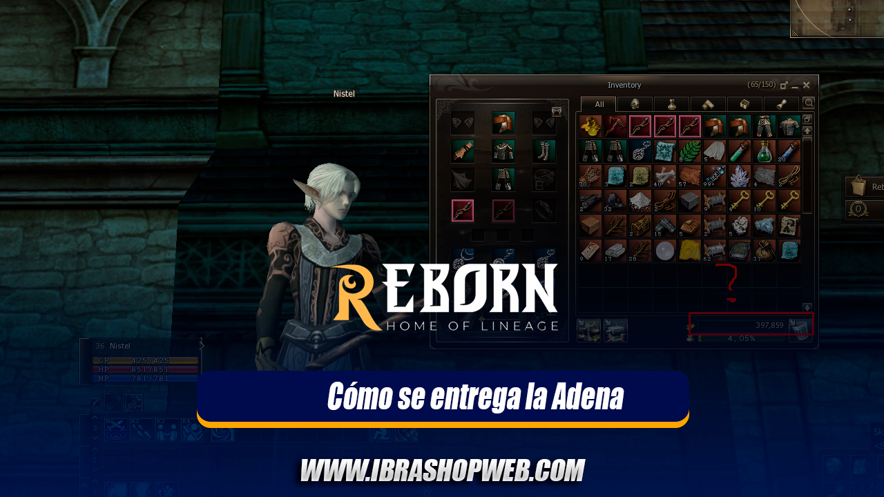 ¿Cómo se entrega la Adena una vez comprada en Lineage 2 Reborn?